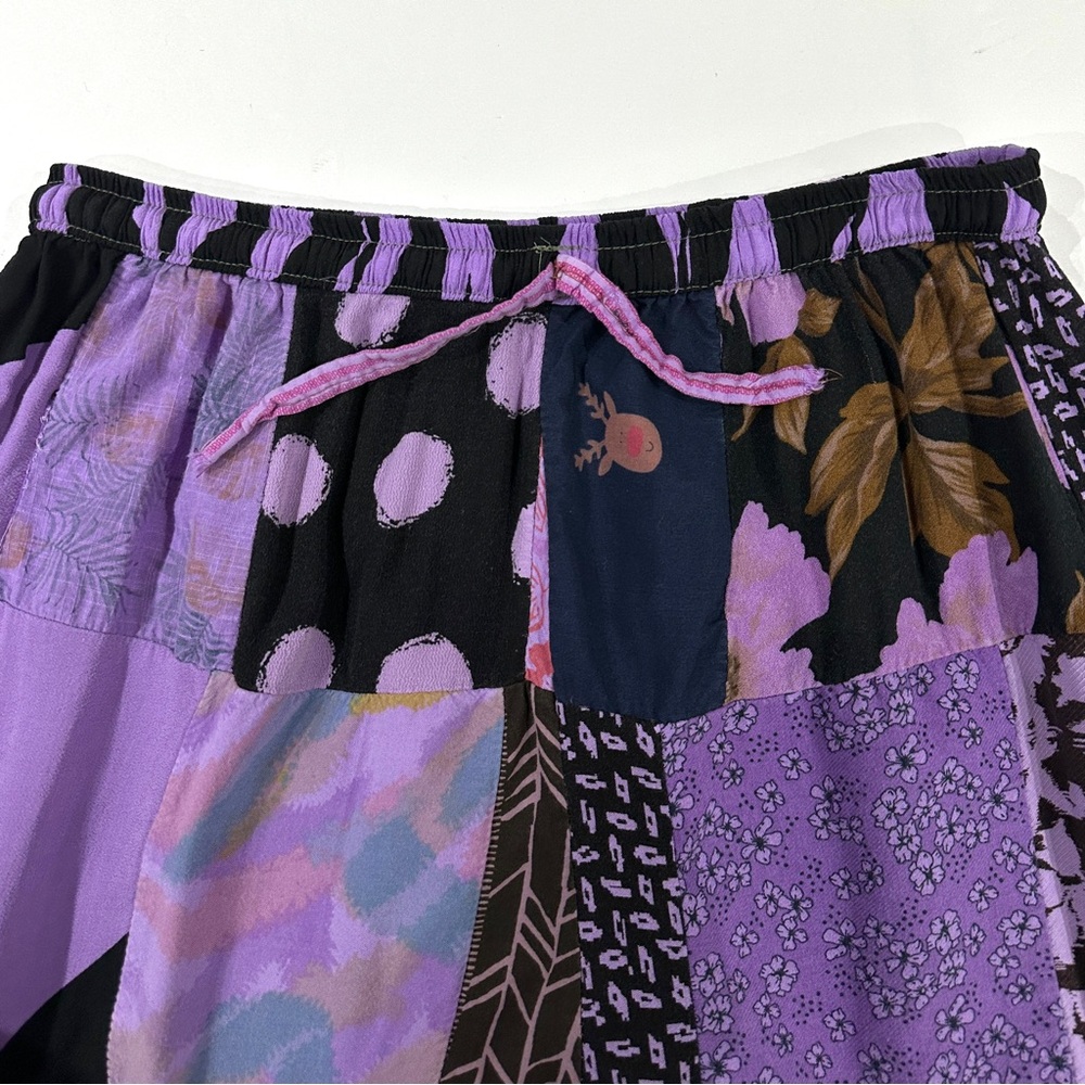 Purple Patchwork Bohemian Hippie Harem Pants - Picture 5 of 6